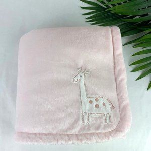 Carters Pink White Giraffe Baby Toddler Blanket Plush Throw Luxe SUPER SOFT!!